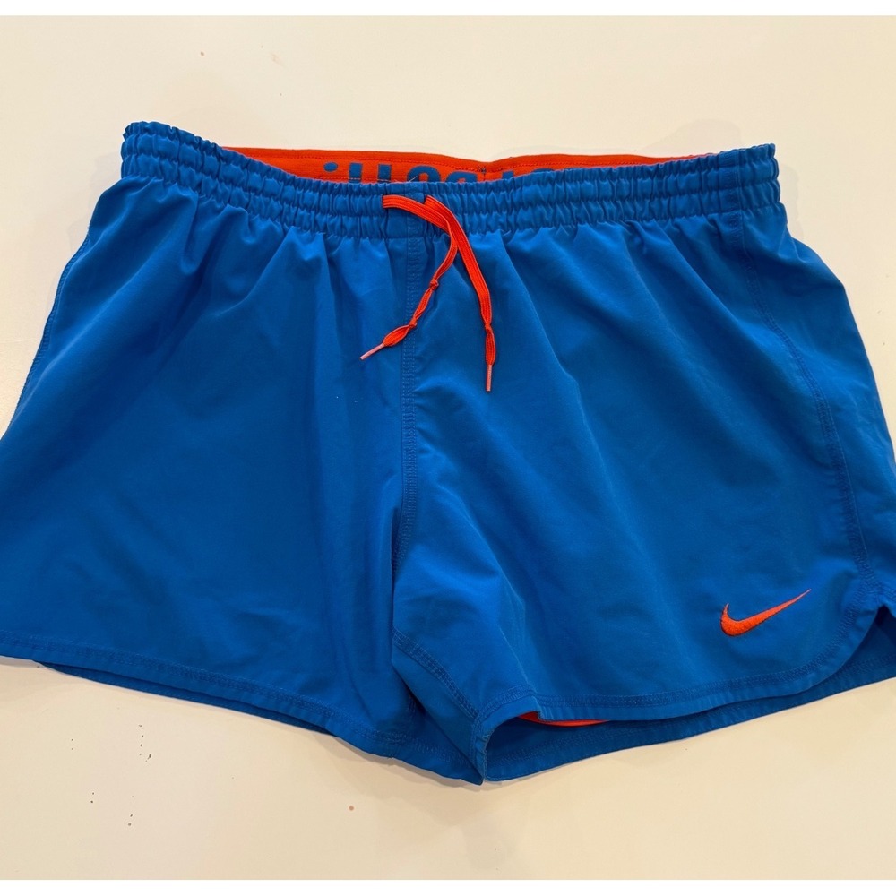 Nike Fit Dry Running Shorts Womens Medium Blue Orange Just Do It Athletic Gym 3"